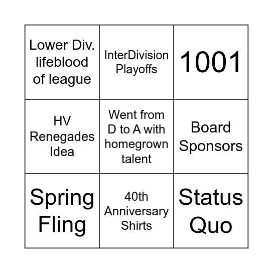 PP - Captain's Meeting Bingo Card
