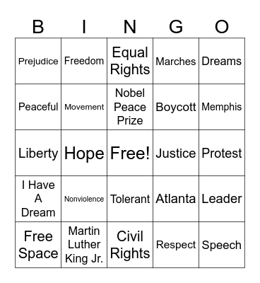 MLK Day Bingo Card