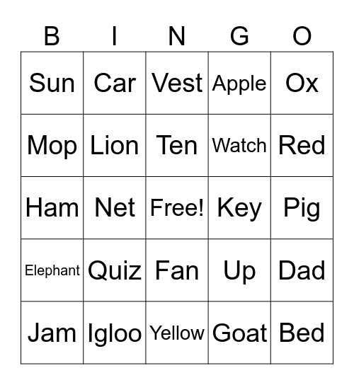 Alphabet Bingo Card