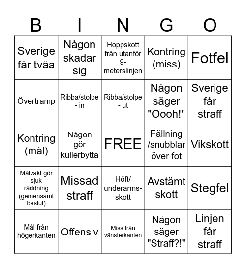 Sverige vs. Nederländerna EM 2024 Bingo Card