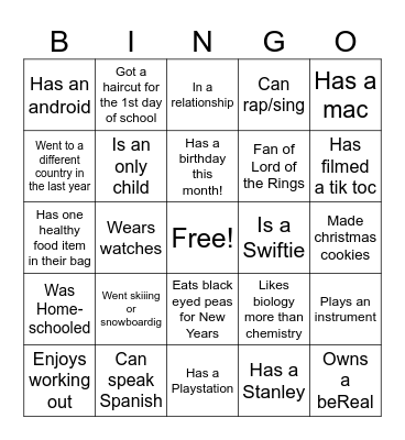 Ice-Ice Breaker! Bingo Card