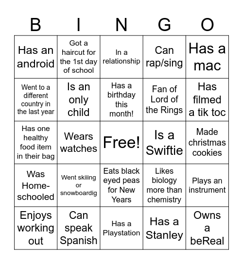 Ice-Ice Breaker! Bingo Card