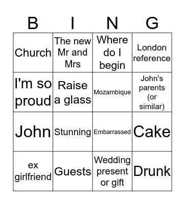 Emily and John Bingo Card