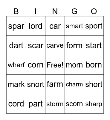 Bossy R  ar  or Bingo Card