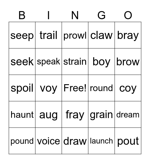 vowel teams and diphthongs Bingo Card