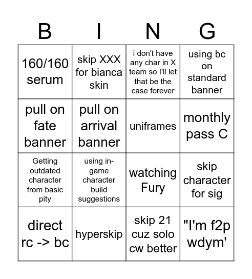 Choose Your Own Brick! Bingo Card