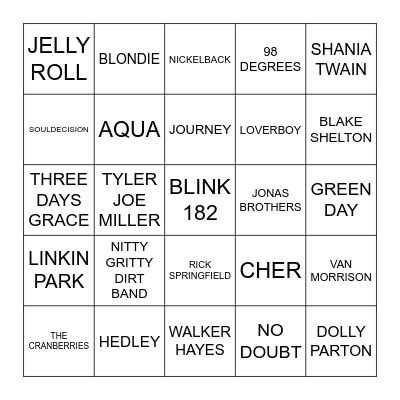 Artist Bingo 2024 Bingo Card