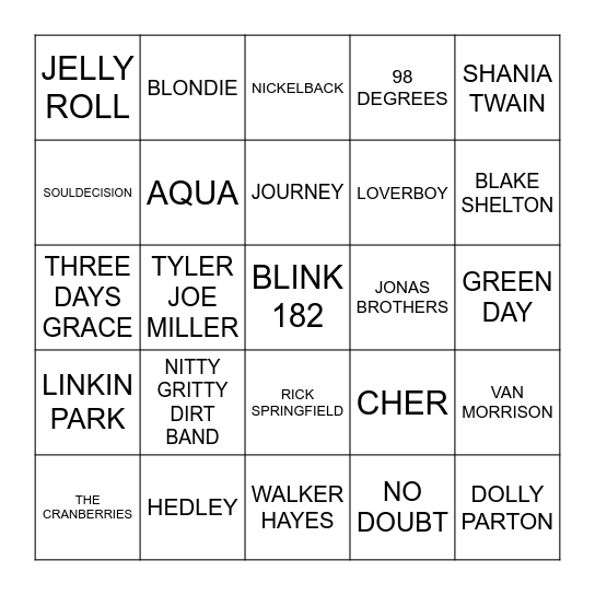 Artist Bingo 2024 Bingo Card