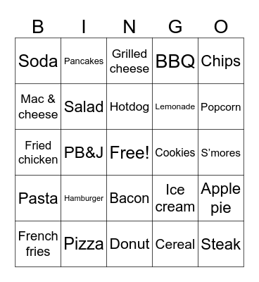 FOOD BINGO Card