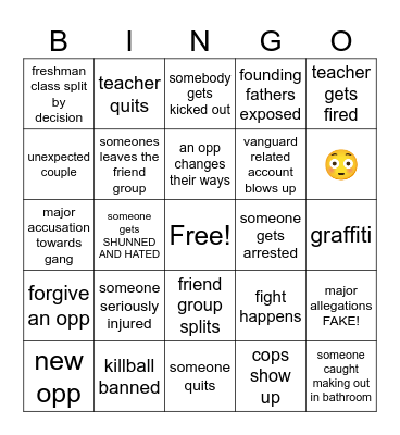freshmen 2024 bingo Card