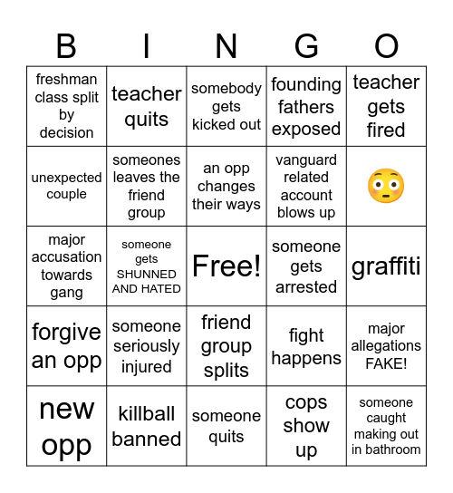 freshmen 2024 bingo Card