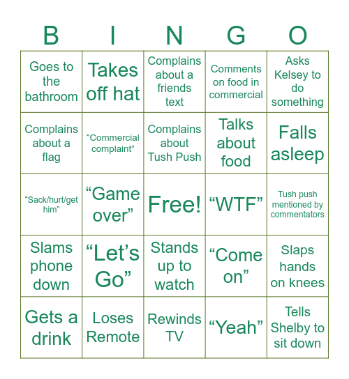 EAGLES Bingo Card