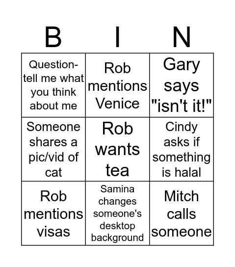 DM team bingo mania Bingo Card