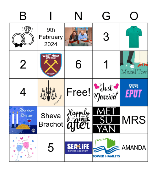 AMANDA & JONATHAN Bingo Card