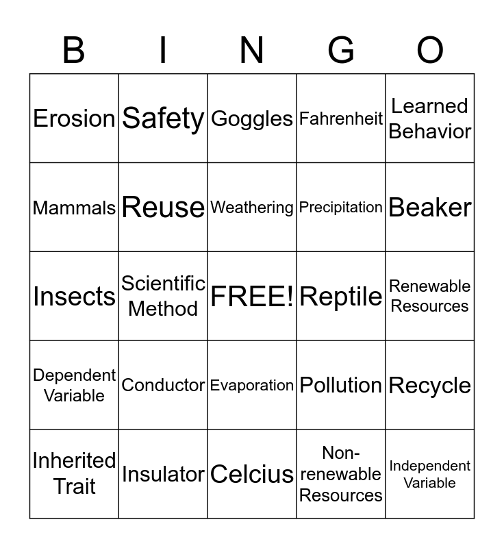 science-terms-bingo-card