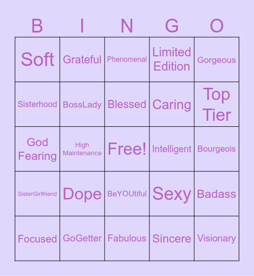 LOVELY LADIES Bingo Card