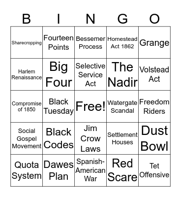 EOC Review 2 Bingo Card