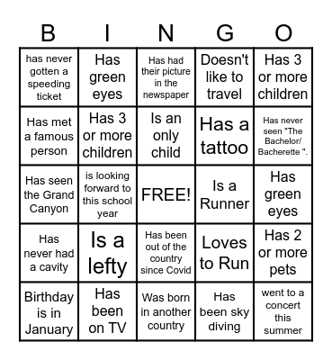 FIND SOMEONE WHO... Bingo Card