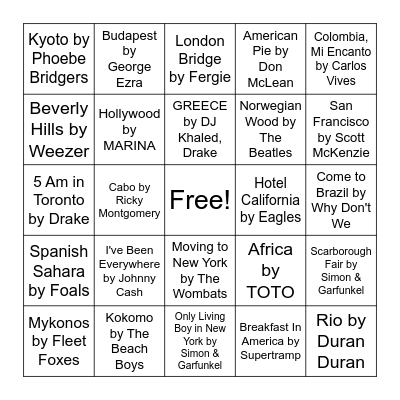 Music Bingternational 🌎 Bingo Card