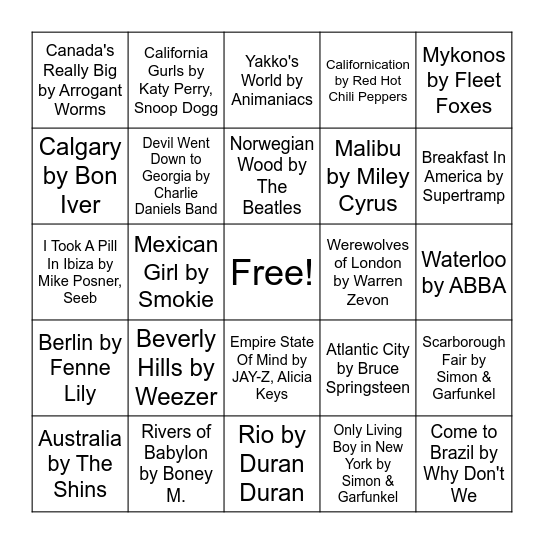 Music Bingternational 🌎 Bingo Card