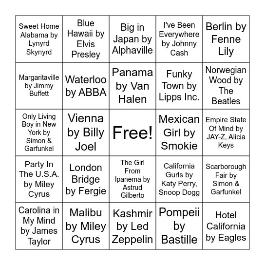 Music Bingternational ✈️ Bingo Card