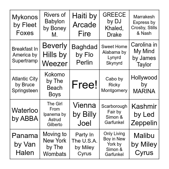 Music Bingternational 🛩 Bingo Card