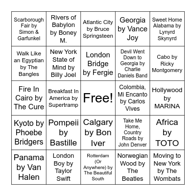 Music Bingternational 🧳 Bingo Card