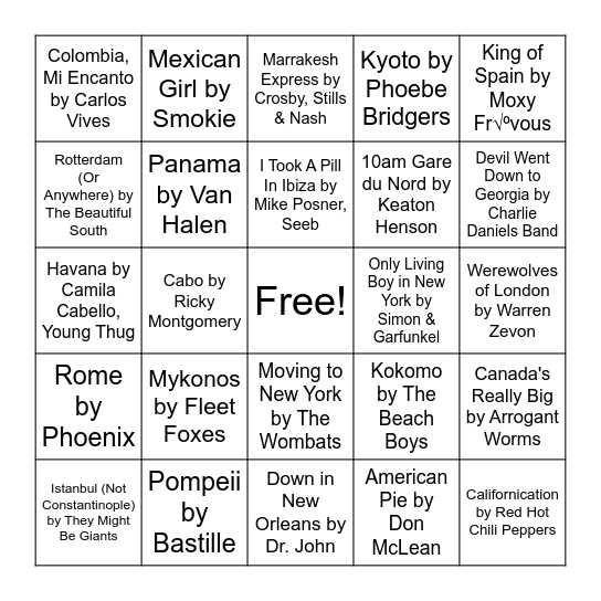 Music Bingternational 🛃 Bingo Card