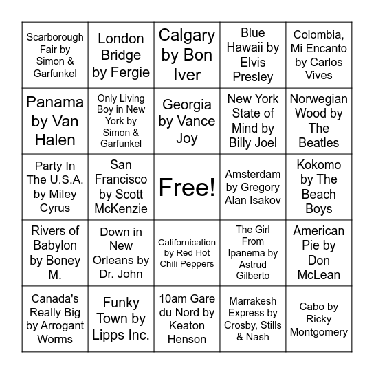 Music Bingternational 🗺️ Bingo Card