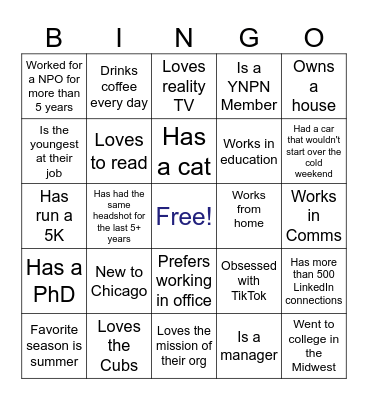 Nonprofit Bingo Card