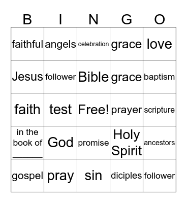 Sermon Bingo Card
