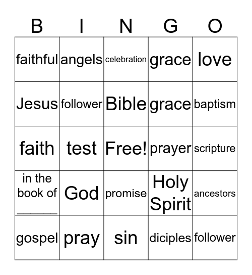 Sermon Bingo Card