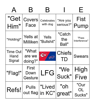 Chiefs vs Bills Bingo Card