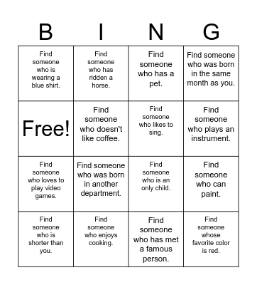 FIND SOMEONE WHO... Bingo Card