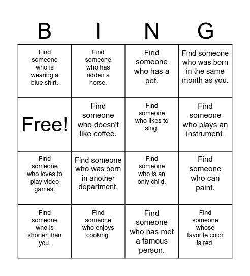 FIND SOMEONE WHO... Bingo Card