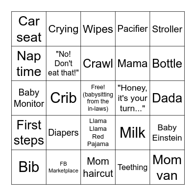 Baby Bingo! Bingo Card