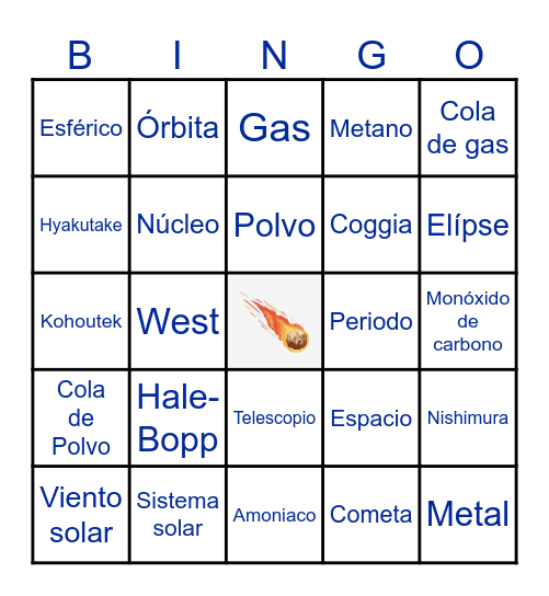 Cometas Bingo Card