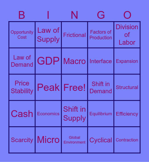 Economics Bingo Card