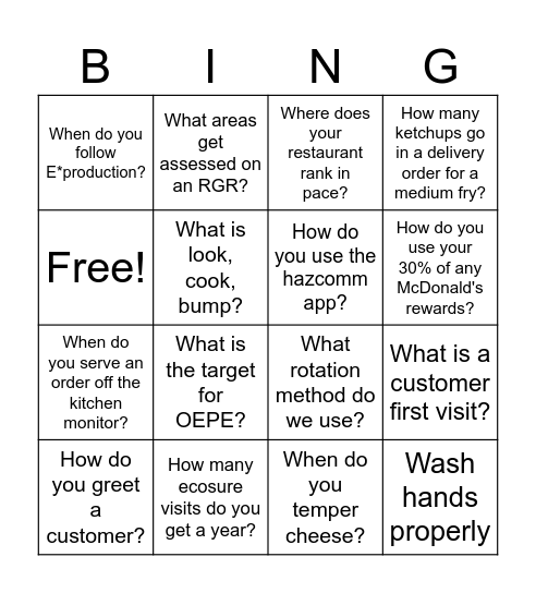 RGR Bingo Card
