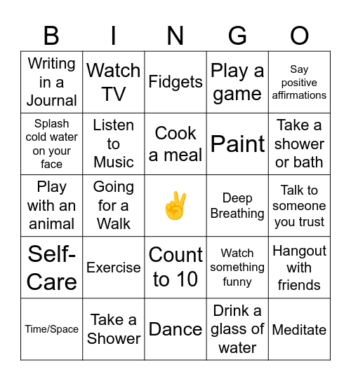 Coping Skill Bingo Card