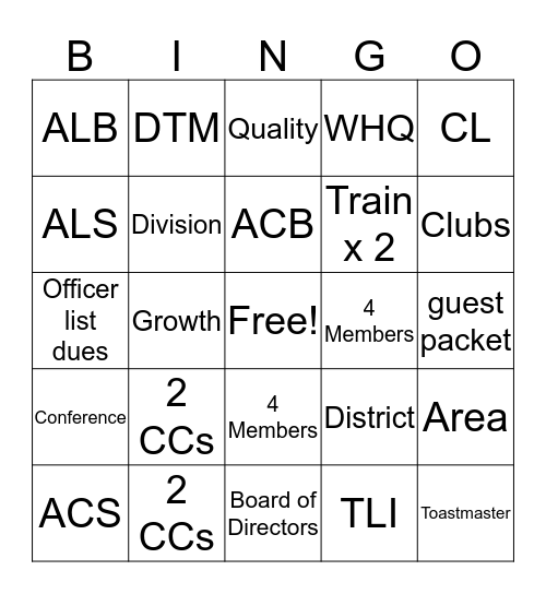 Race to DCP! Bingo Card