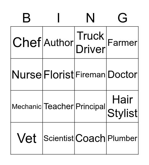 Career Bingo Card