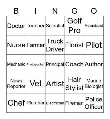 Career Bingo Card