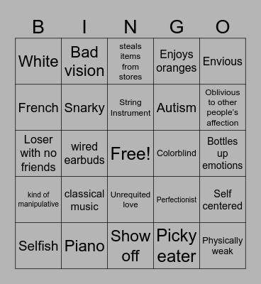 Rupert kin Bingo Card