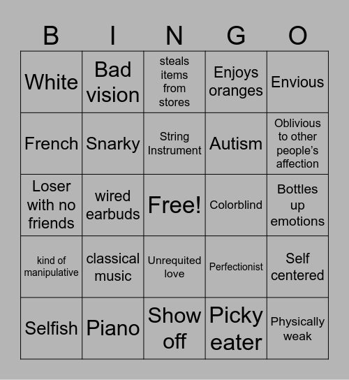 Rupert kin Bingo Card