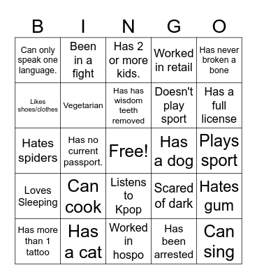 Untitled Bingo Card