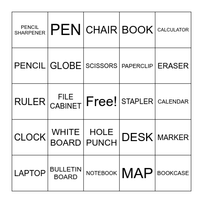 IN THE CLASSROOM Bingo Card