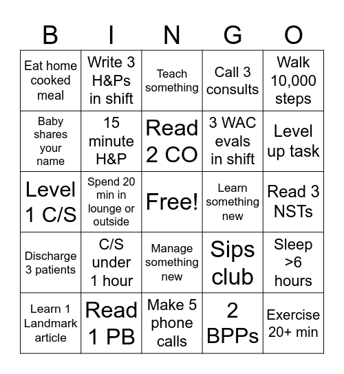 APU Bingo Card