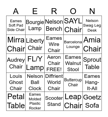 Aeron Chair Bingo Card