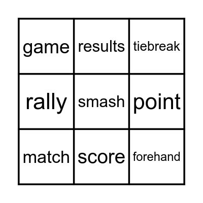 AUS OPEN TENNIS LINGO BINGO Card